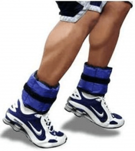 ankle weights worn around the ankles during the workout session